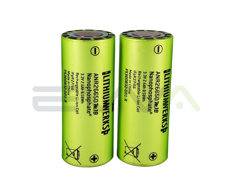 Lithiumwerks LW 26650 Cylindrical LiFePo4 Battery, A123 26650 3.3V 2.6Ah