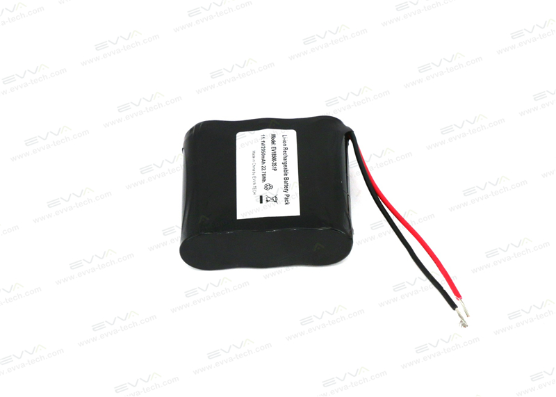 18500 3S1P 11.1V Li-ion Rechargeable Battery Wires Out 2050mAh