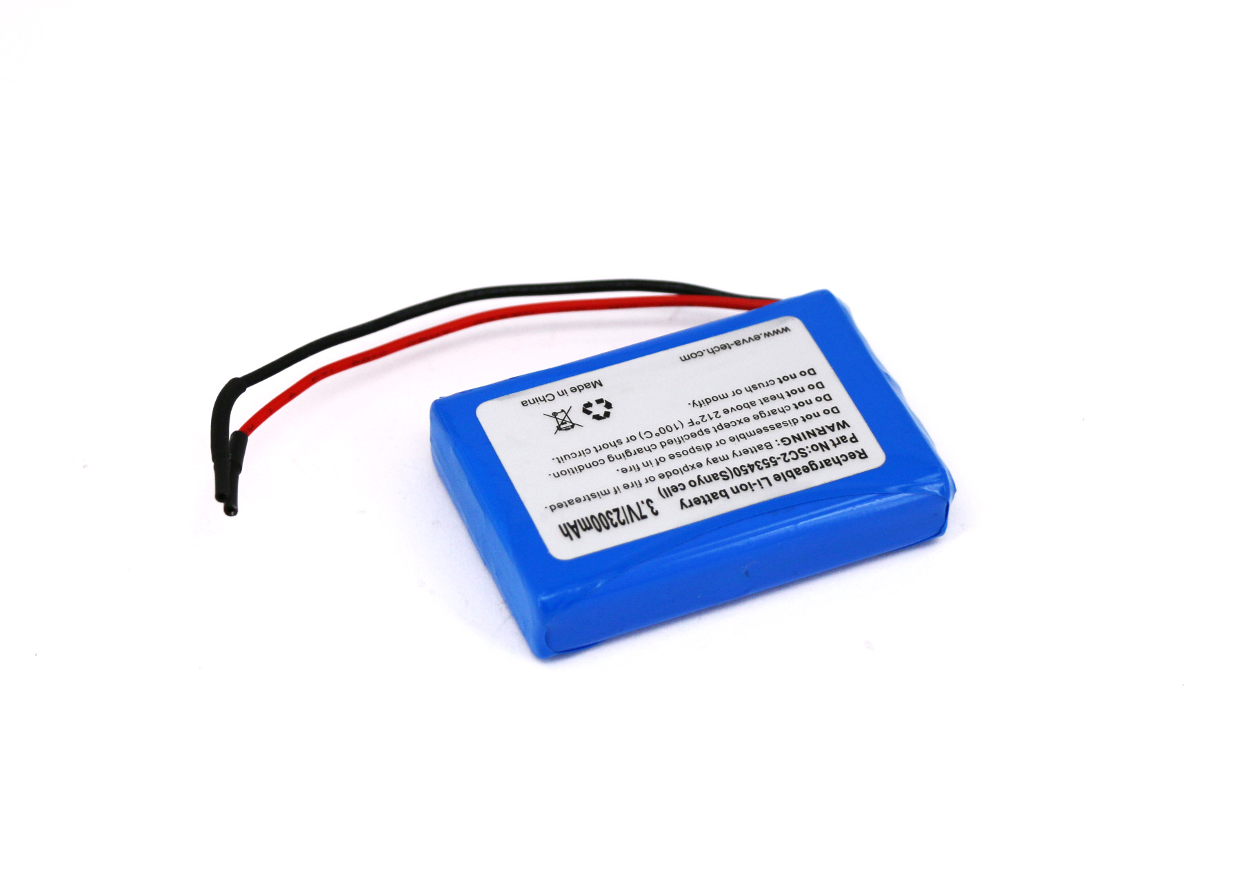 1S2P 553450 3.7V 2300mAh Li-ion Rechargeable Prismatic Battery with PCM 